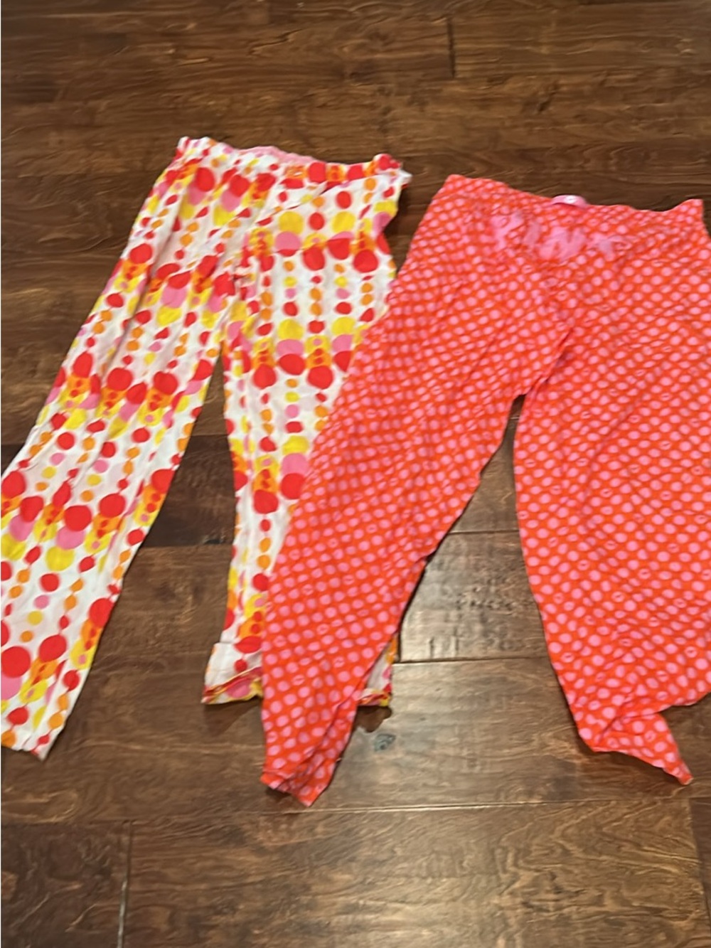 PINK Victoria's Secret Orange & Multi Polka Dot Girls' Pajama Pants Set